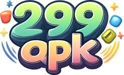 299 apk সাইটের উষ্ণ বাদামি লোগো